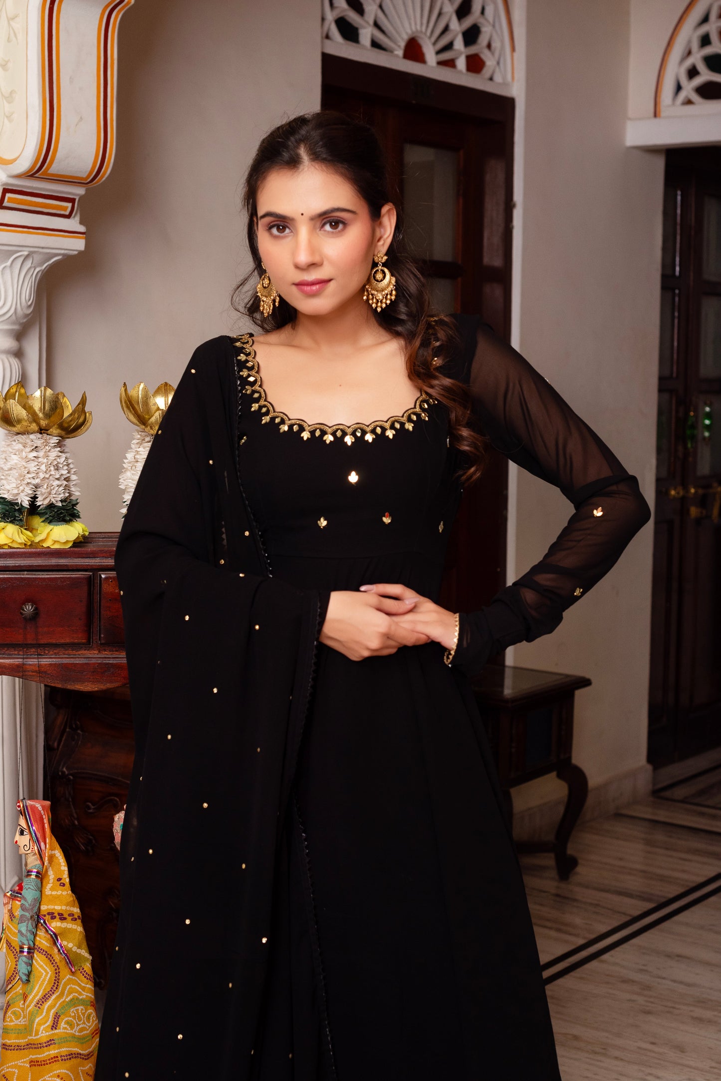 Black Georgette Anarkali Suit Set