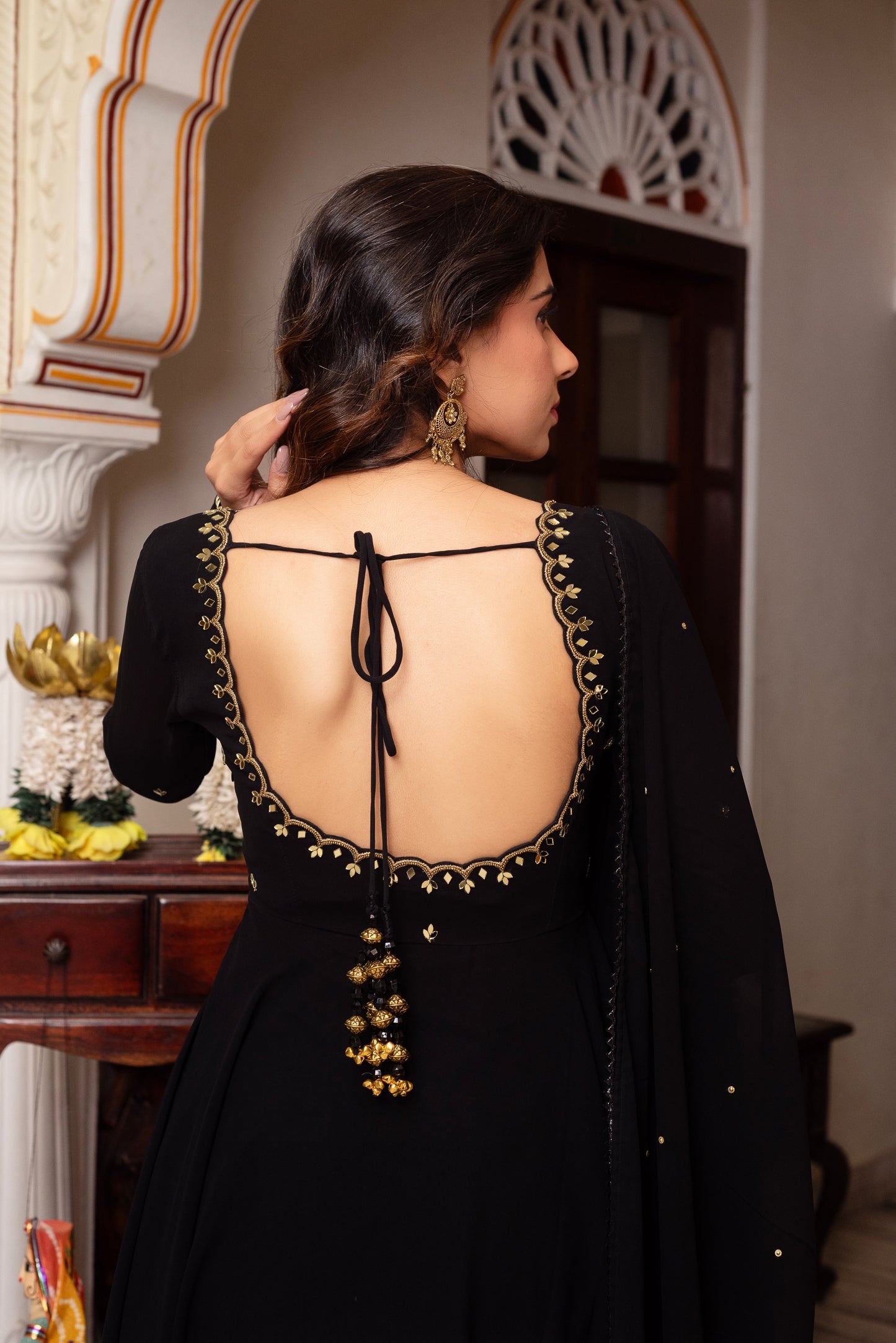 Black Georgette Anarkali Suit Set