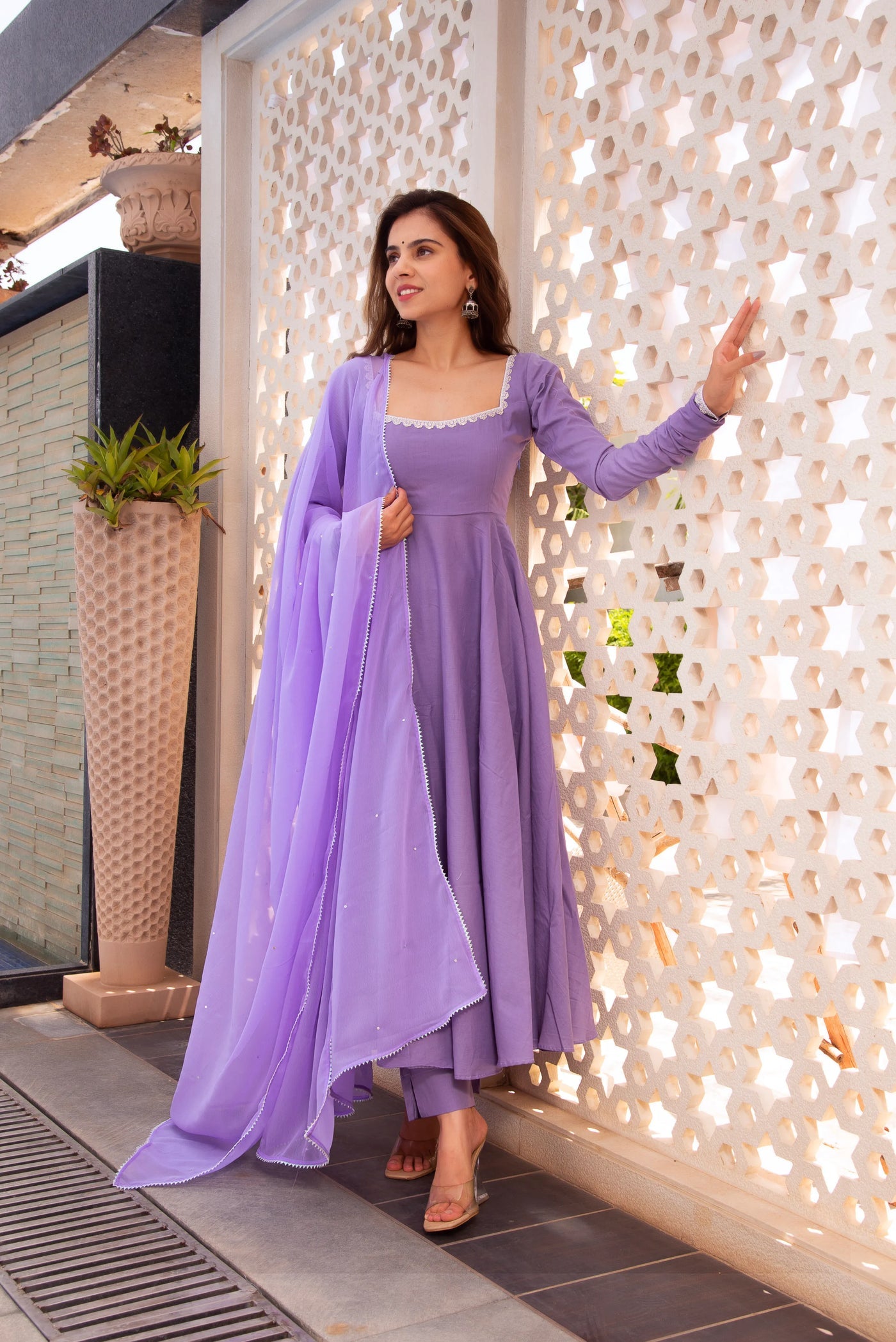 Designer lavender Anarkali dress