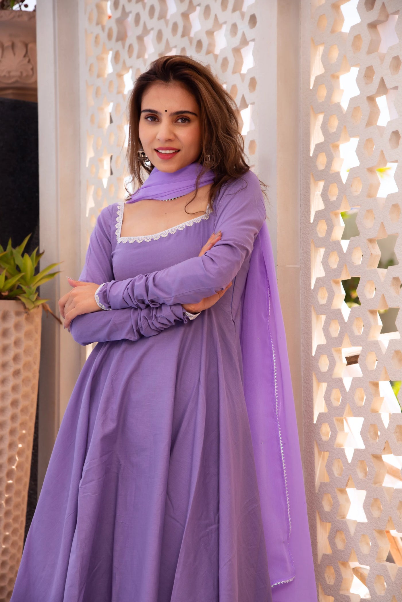Designer lavender Anarkali dress