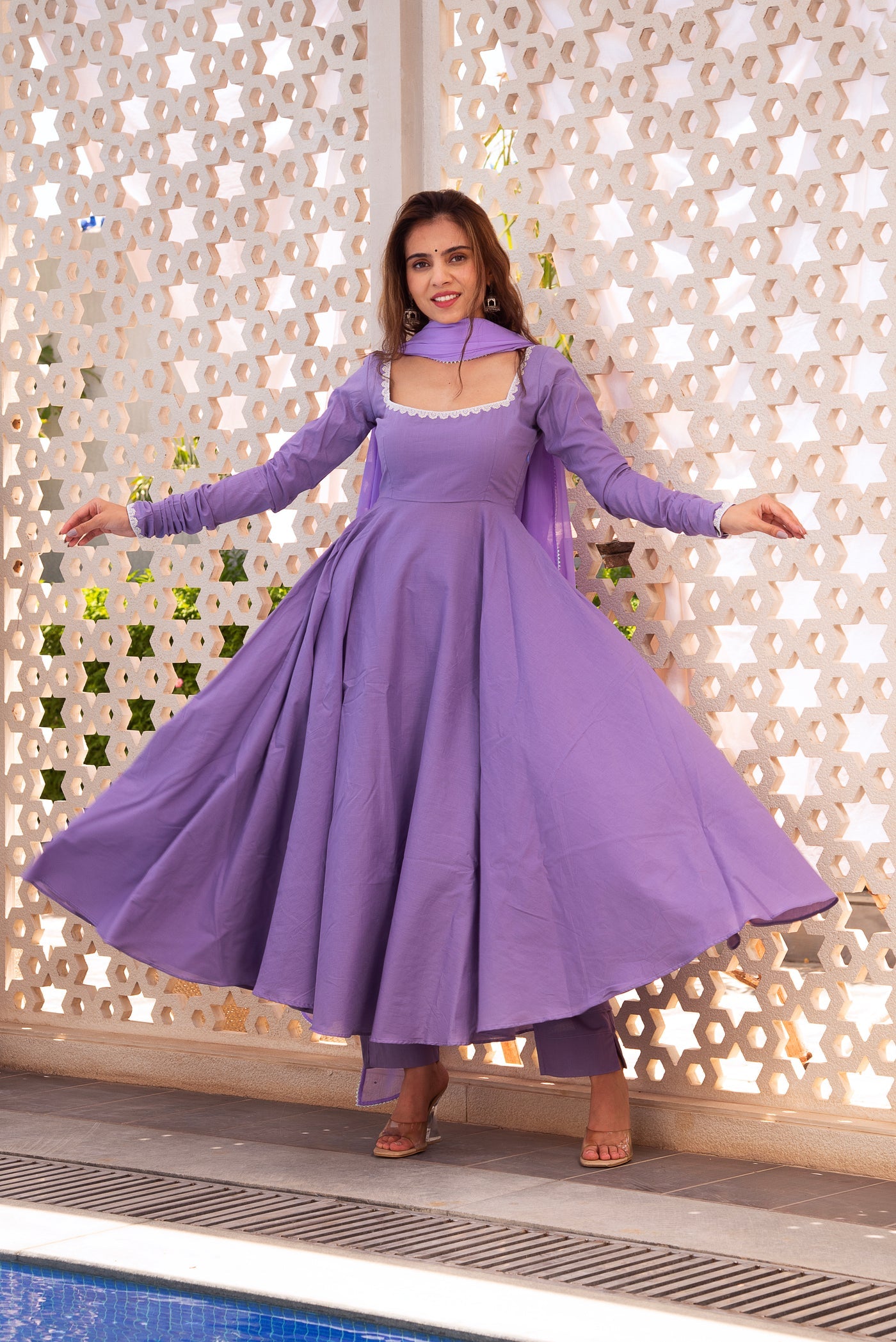 Designer lavender Anarkali dress
