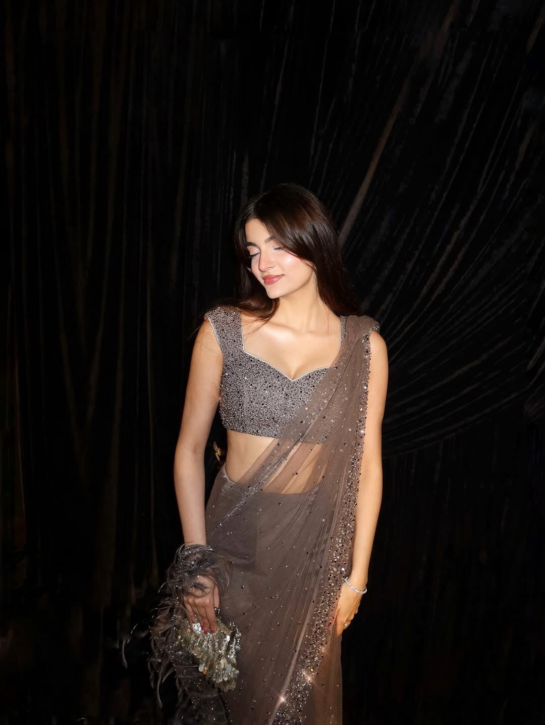 Wedding Special Ready To Wear Net Saree with Sequins Saree