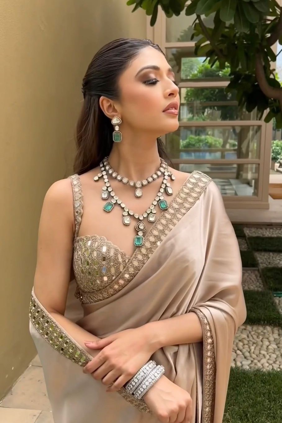 Wedding Wear Satin Silk Mirror Work Designer Saree For Women | Party Wear Saree For Women