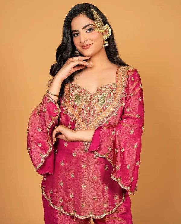 Festive Wear Simar Silk  Sharara Suit Set with Dupatta For Women