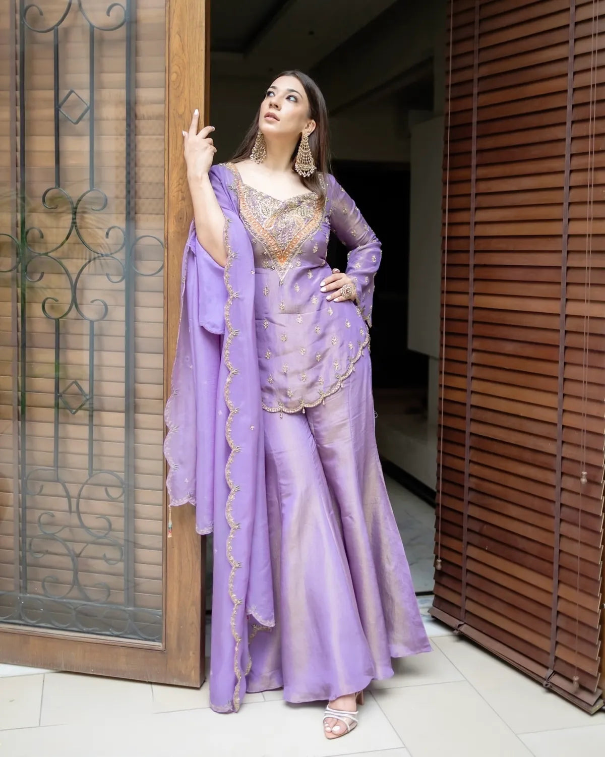Festive Wear Simar Silk  Sharara Suit Set with Dupatta For Women