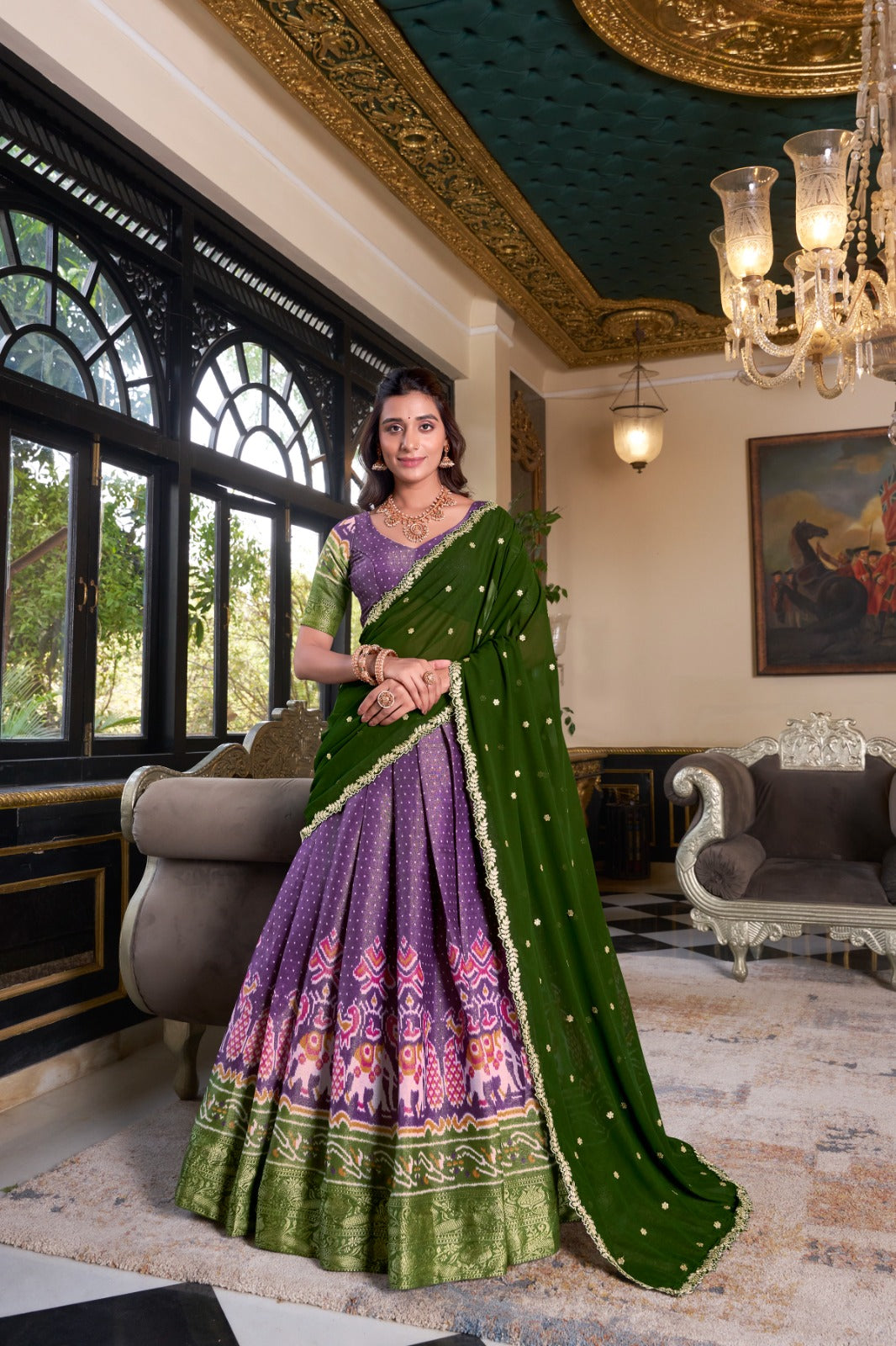 Ravishing Kanchipuram Silk Printed Weaving Worked Lehenga Choli