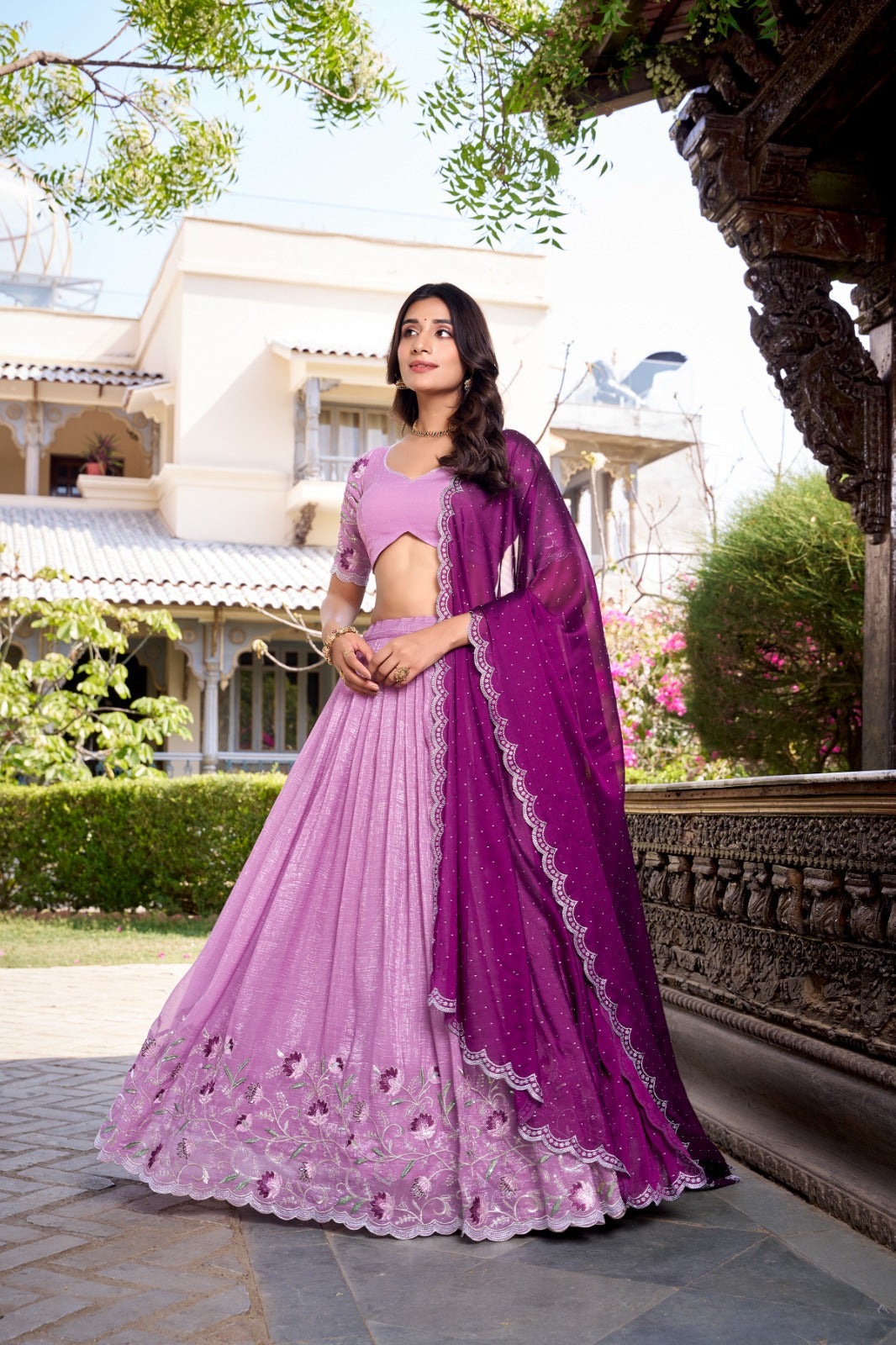 Attractive Silver Glosy Thread Sequins Worked Lehenga Choli