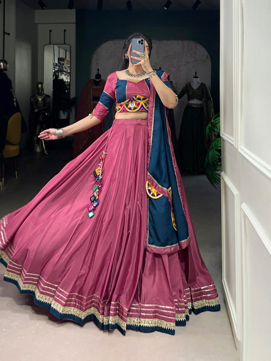 Breathtaking Silk Crepe Sequins Thread Worked Navratri Lehenga Choli