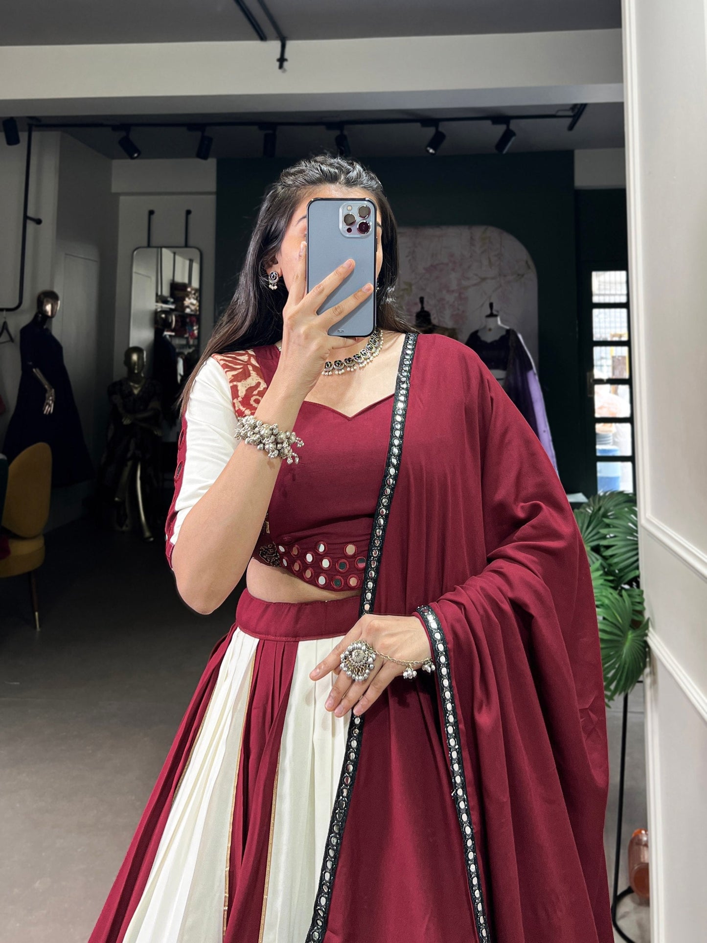 Spellbinding Pure Rayon Printed Foil Mirror Gota Patti Worked Lehenga Choli