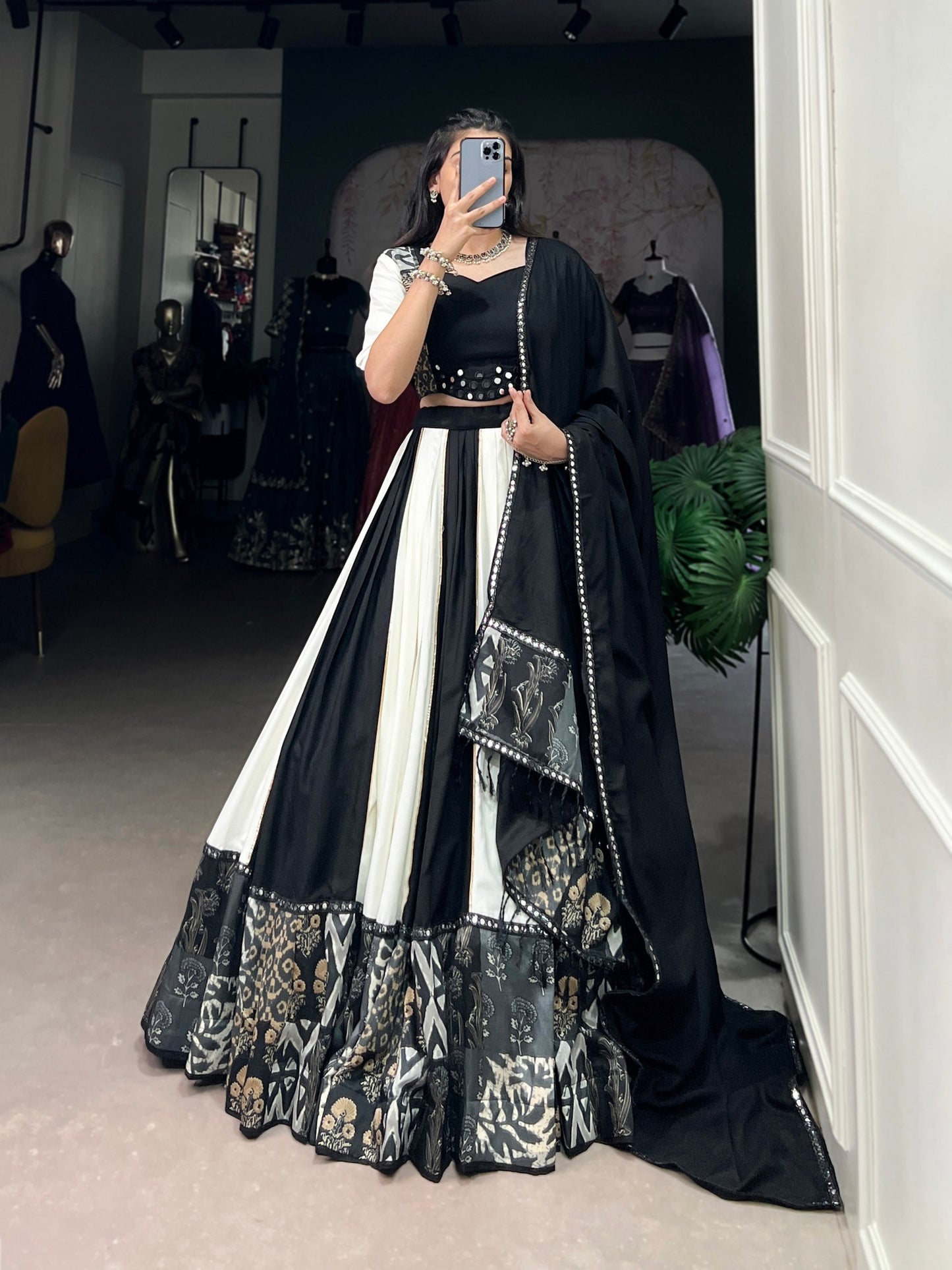 Spellbinding Pure Rayon Printed Foil Mirror Gota Patti Worked Lehenga Choli