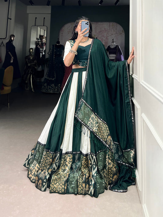 Spellbinding Pure Rayon Printed Foil Mirror Gota Patti Worked Lehenga Choli