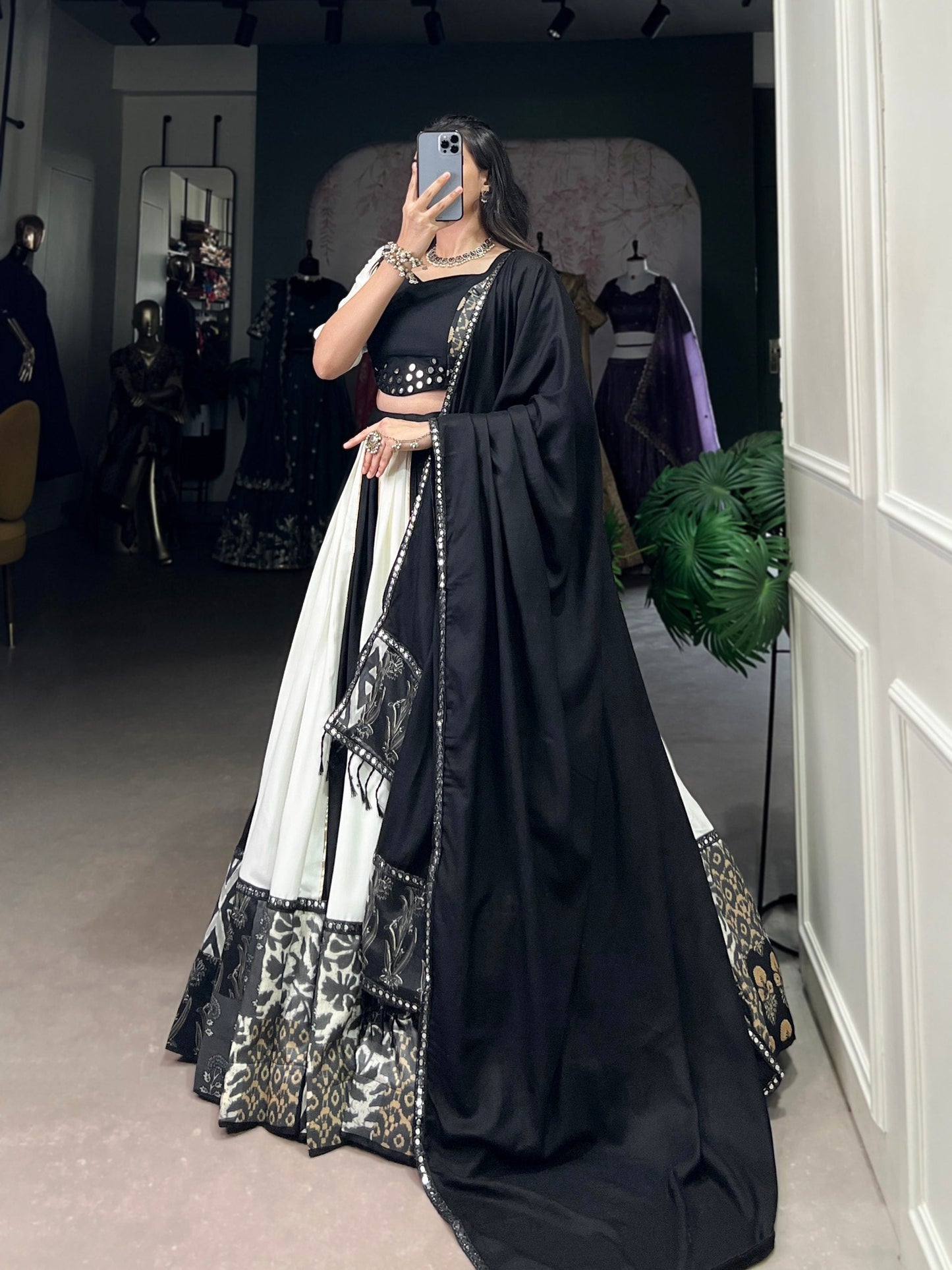 Spellbinding Pure Rayon Printed Foil Mirror Gota Patti Worked Lehenga Choli