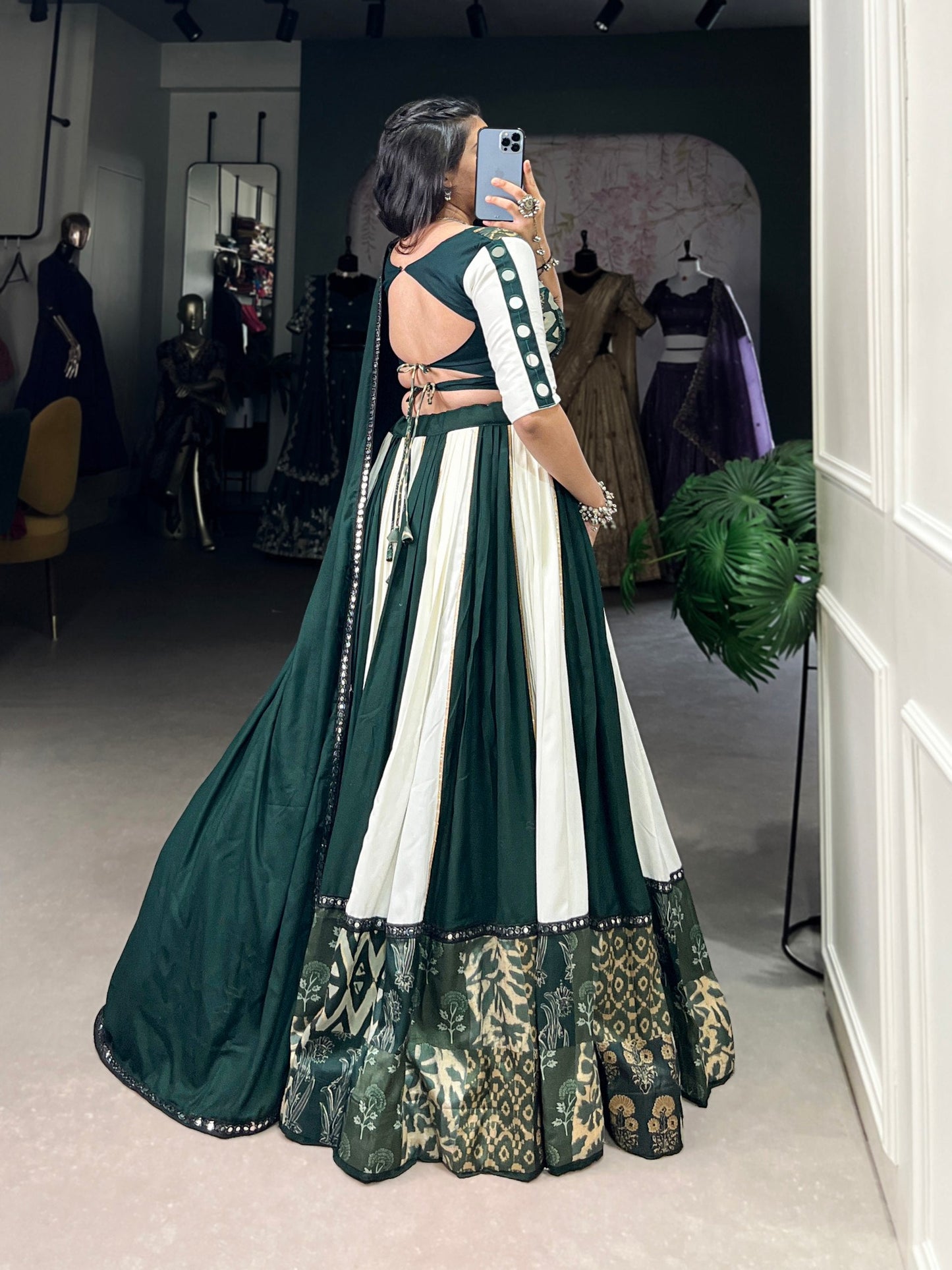 Spellbinding Pure Rayon Printed Foil Mirror Gota Patti Worked Lehenga Choli