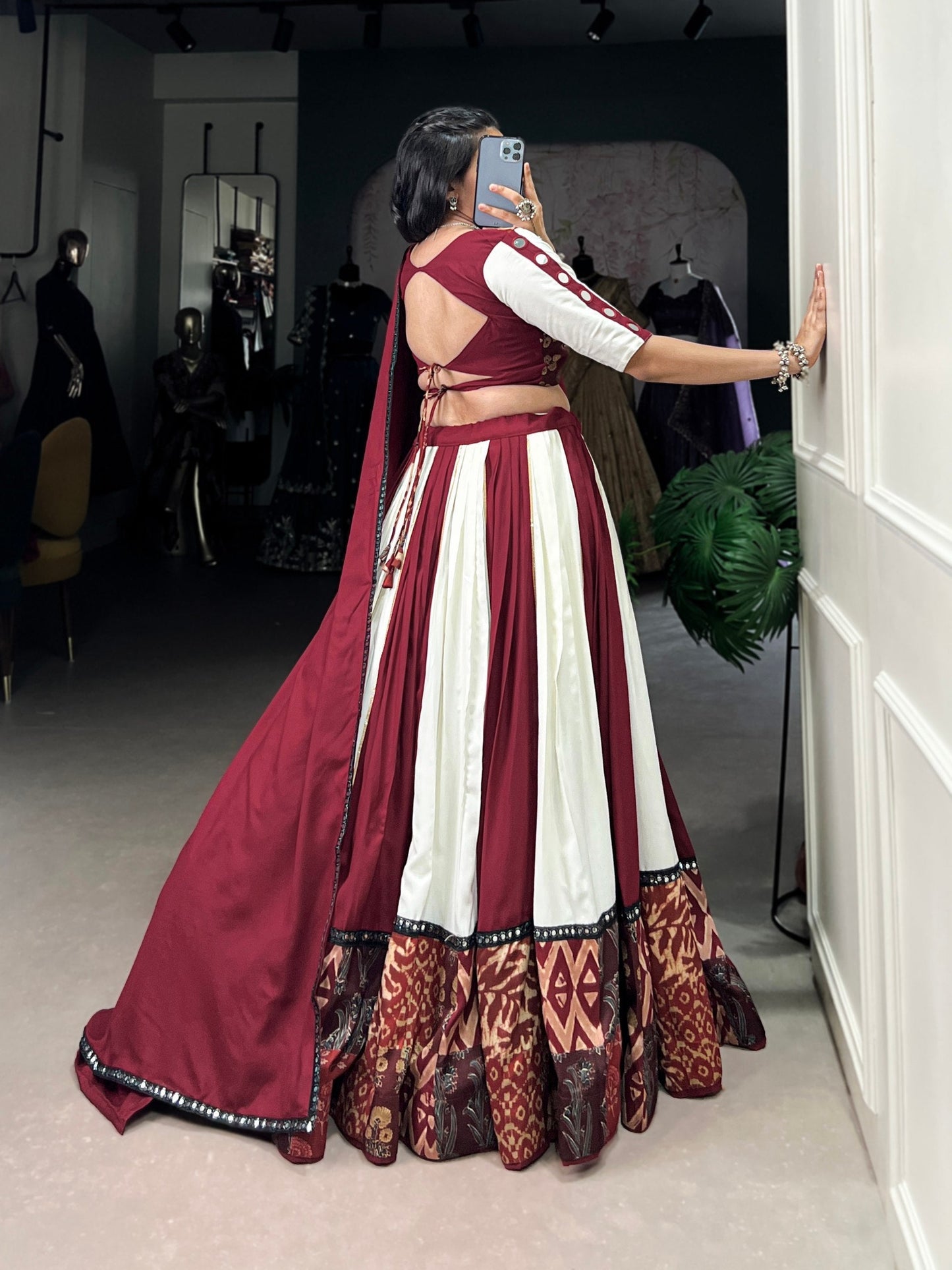 Spellbinding Pure Rayon Printed Foil Mirror Gota Patti Worked Lehenga Choli