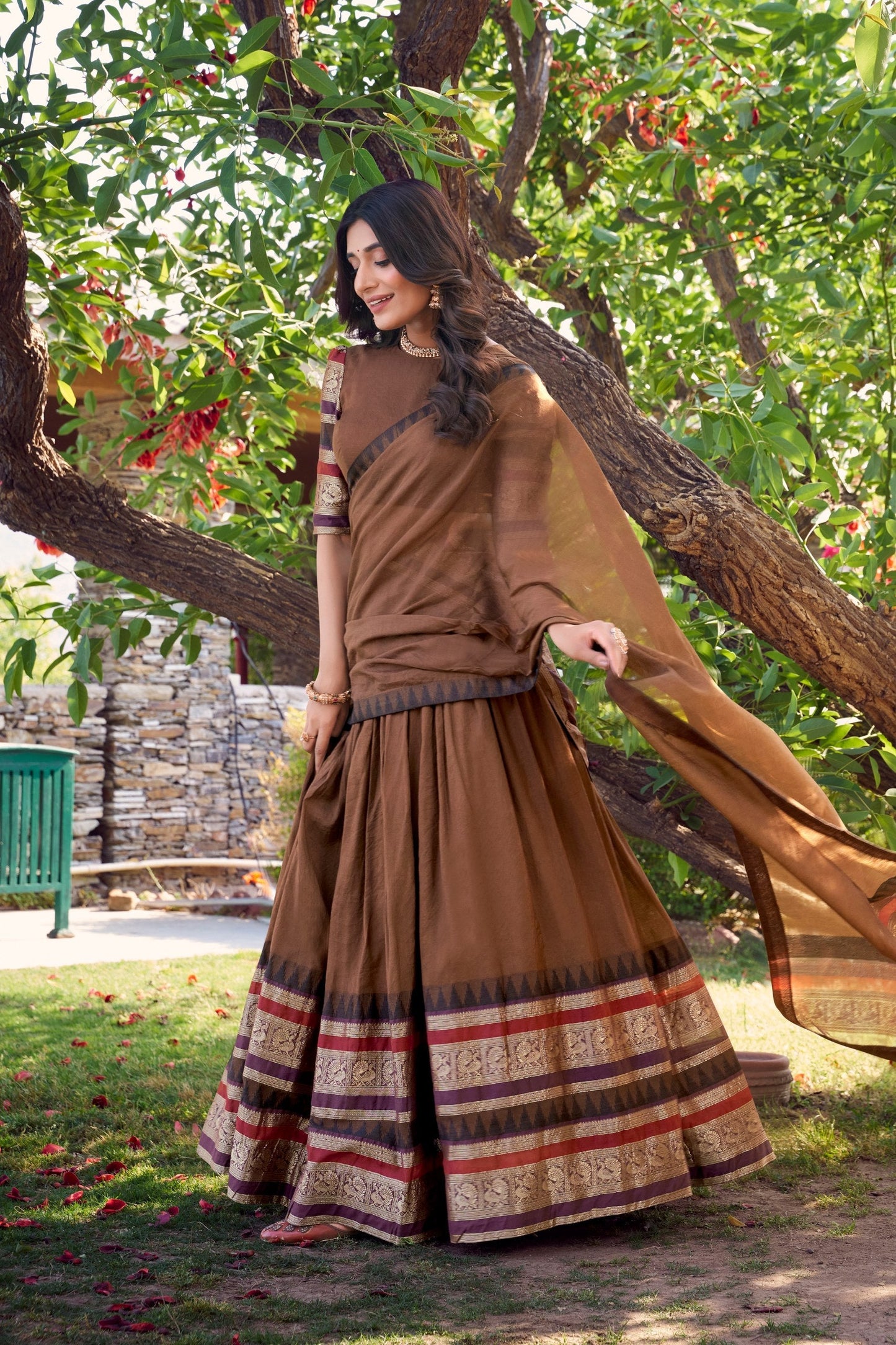 Exquisite Pure Chanderi Zari Weaving Worked Lehenga Choli