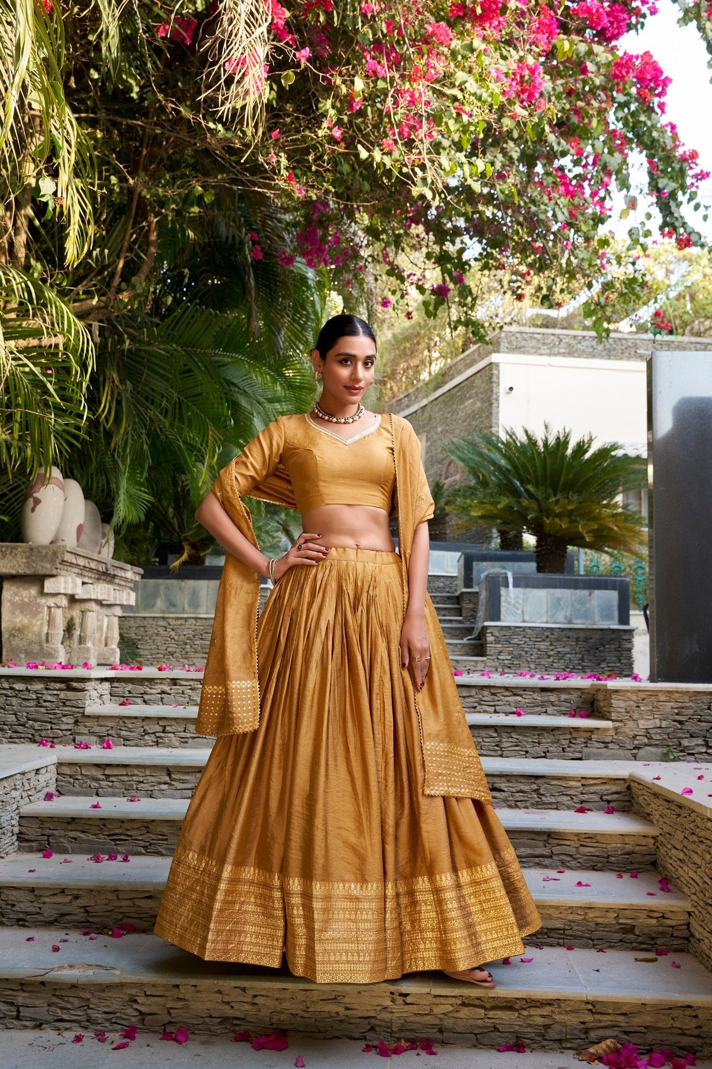 Resplendent Pure Chanderi Silk Zari Weaving Worked Lehenga Choli