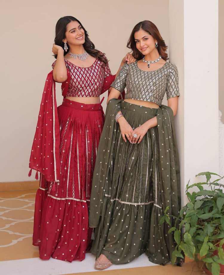 Stunning Star Georgette Lehenga Choli Set with 7mm Sequence Embroidery