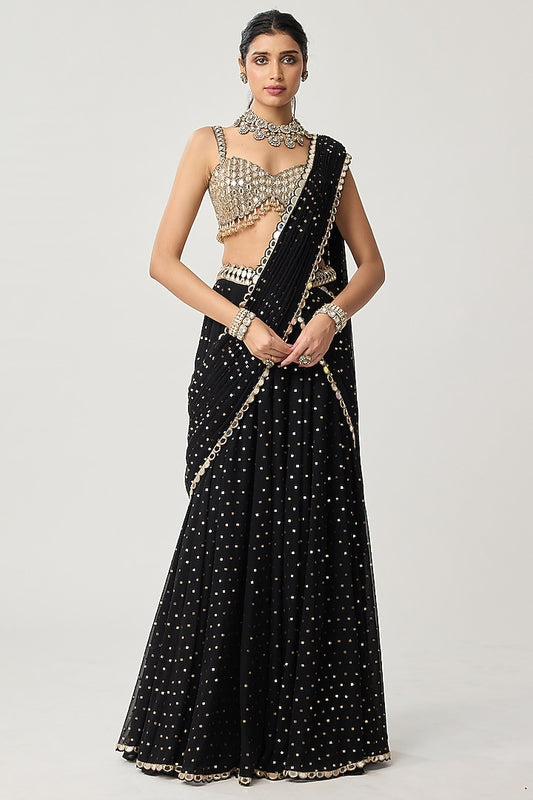 Ready to Wear Black Lehenga Saree for Weddings & Festive Occasions