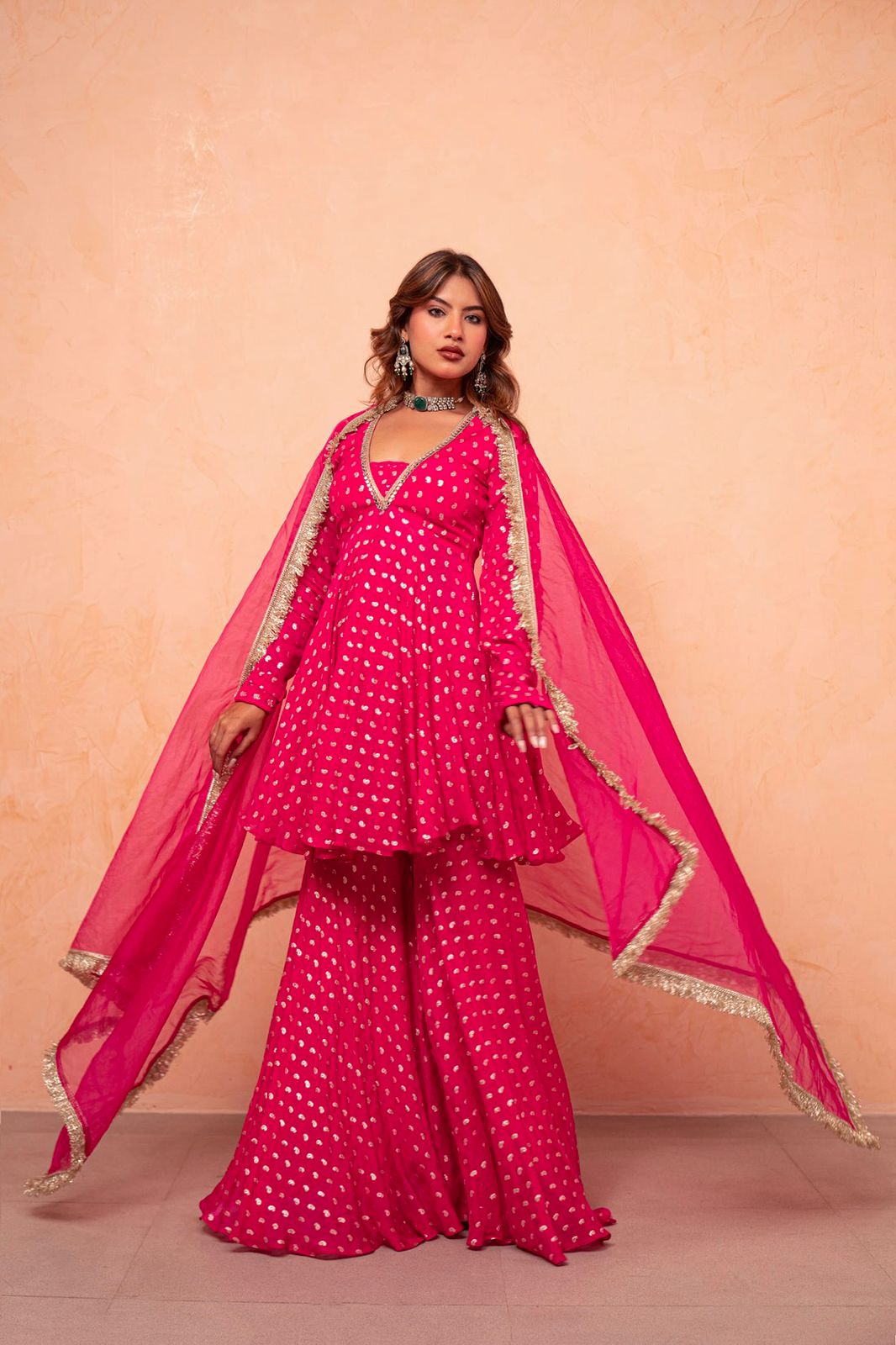 Festive Wear Hot Pink Sharara Suit for Women