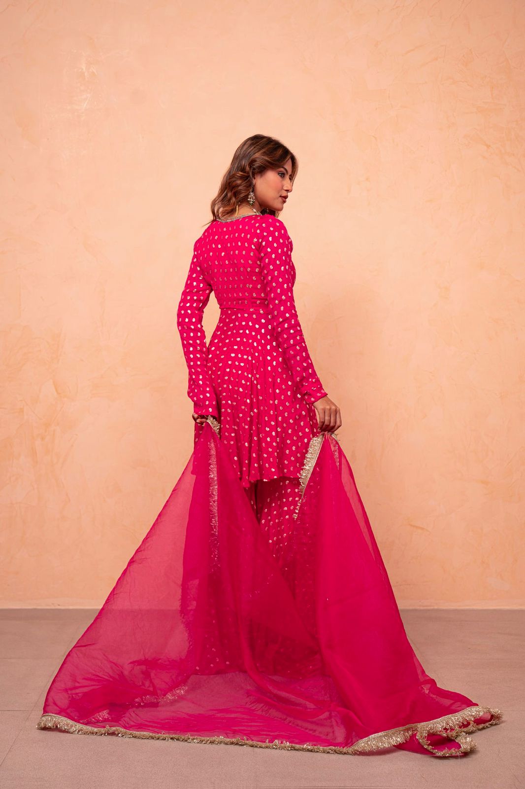 Festive Wear Hot Pink Sharara Suit for Women