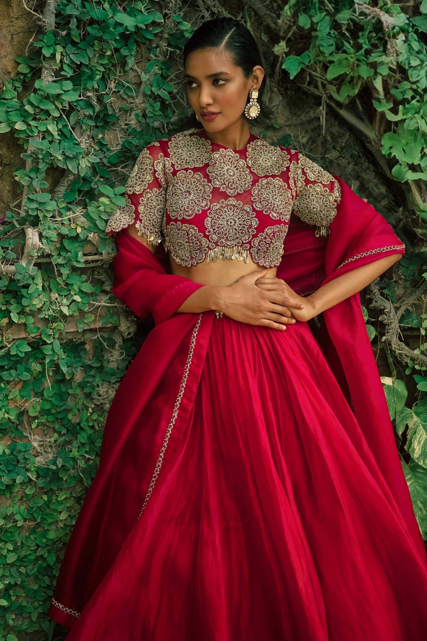 Wedding Wear Wine Red Lehenga Set with Sequins & Dori Work | Designer Wedding Wear Lehenga for Women