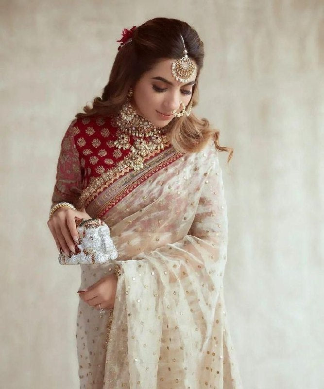 Ivory Elegance Jimmy Choo Saree Set for Women