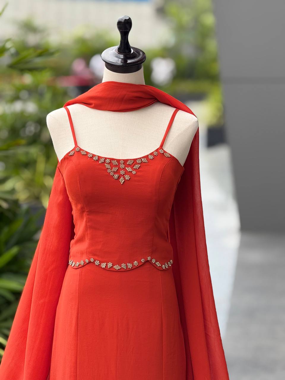 90's Style Iconic Red Fish Cut Fully Stitched Lehenga Choli