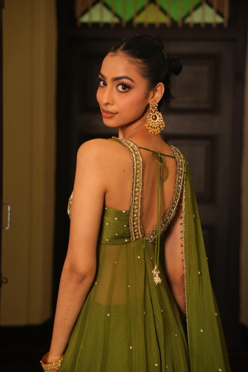 Wedding Wear Mint Mehendi Green Anarkali Set