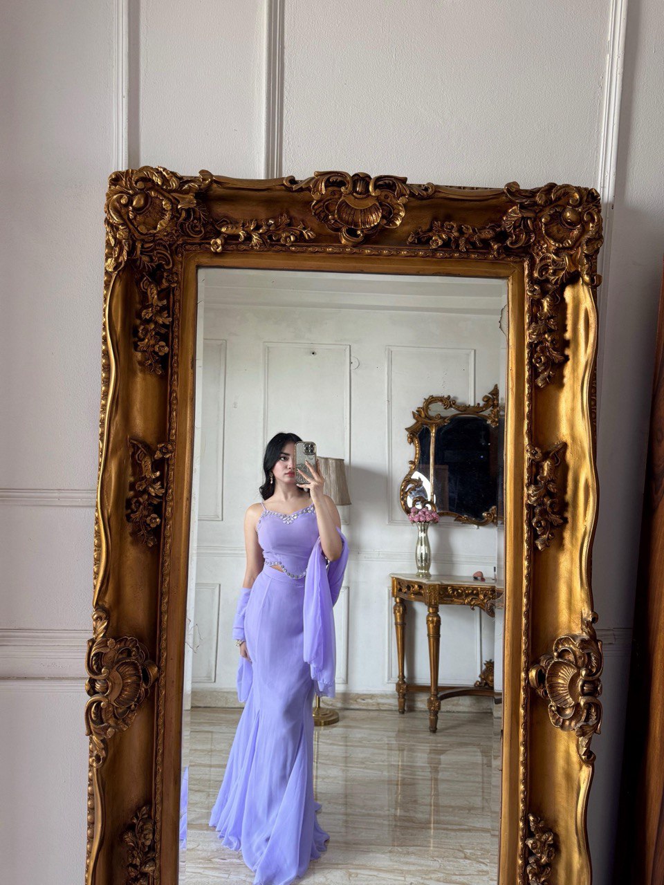 90s Style Iconic Lavender Fish Cut Fully Stitched Lehenga Choli