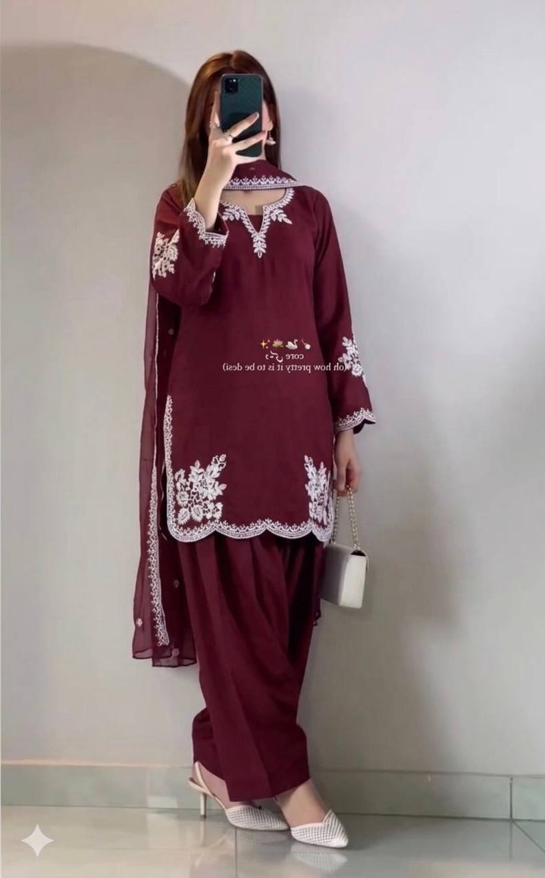 Party Wear Cotton Farshi Salwar Kameez Suit Set | Embroidered Party Wear Salwar Kameez