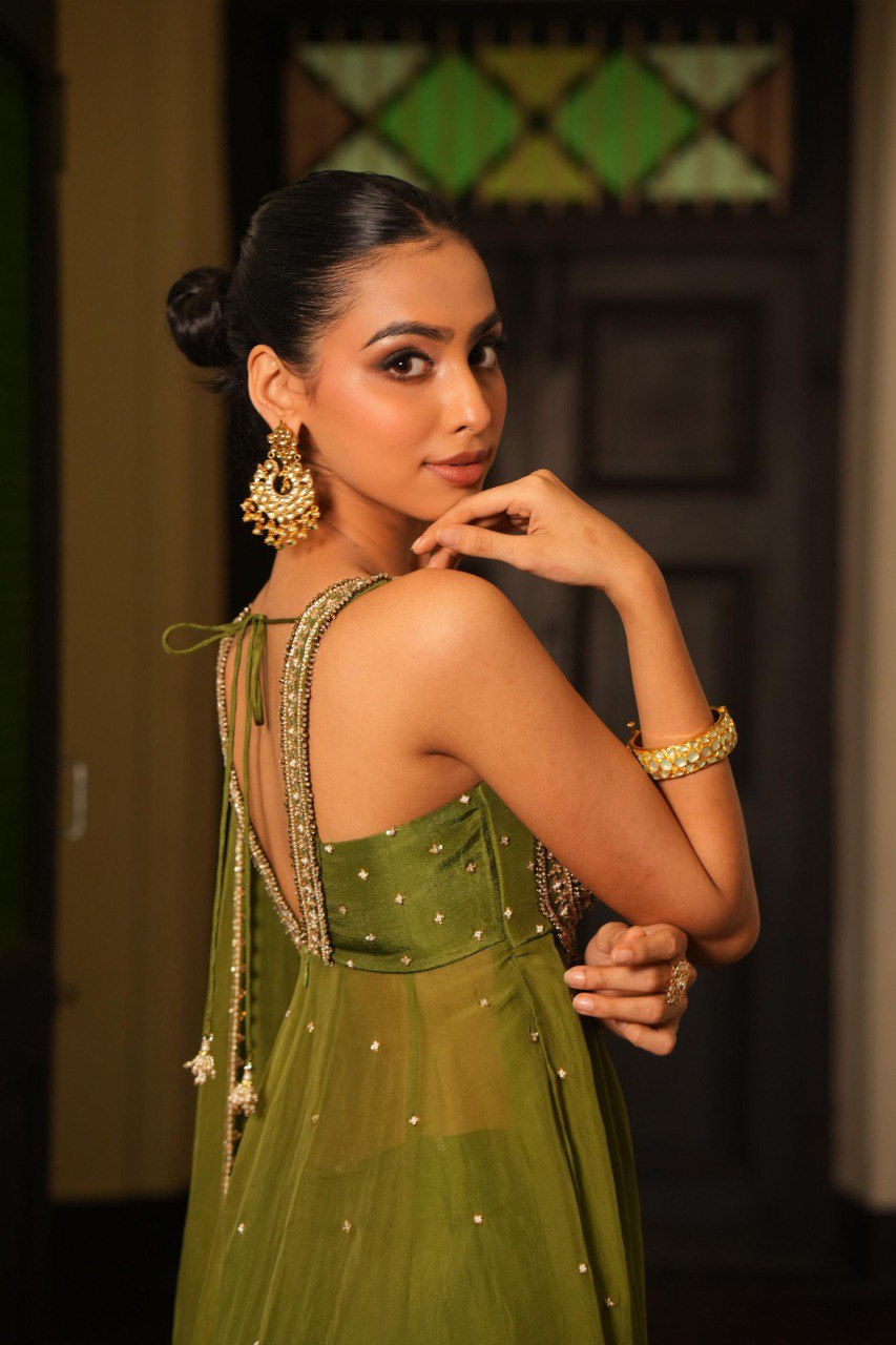 Wedding Wear Mint Mehendi Green Anarkali Set