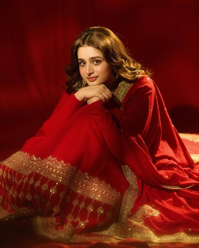 Red Vichitra Silk Anarkali Gown Set with Dupatta & Pant