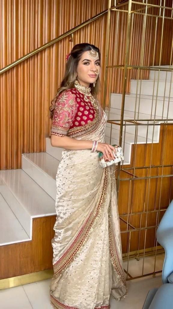 Ivory Elegance Jimmy Choo Saree Set for Women