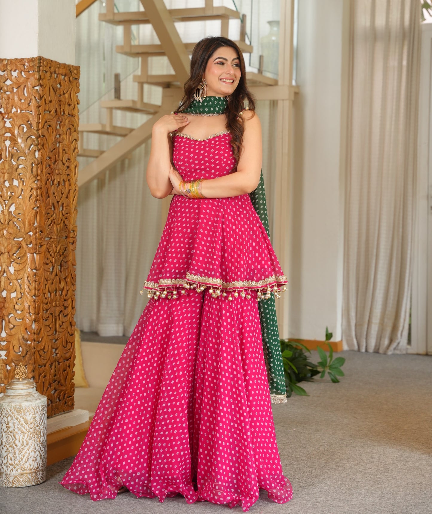 Festive Rani Pink Sharara Suit Set for Women | Wedding & Festive Wear
