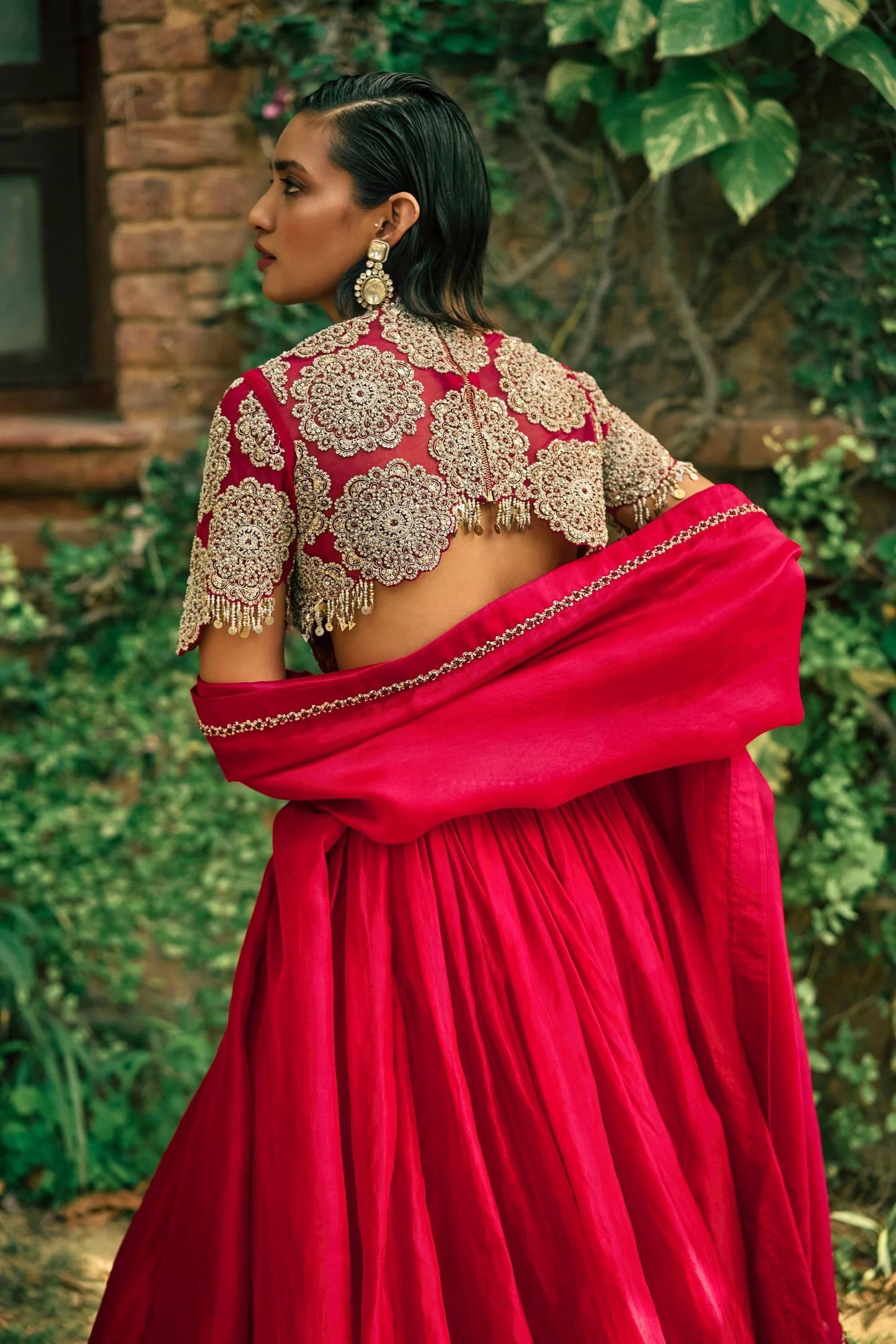Wedding Wear Wine Red Lehenga Set with Sequins & Dori Work | Designer Wedding Wear Lehenga for Women