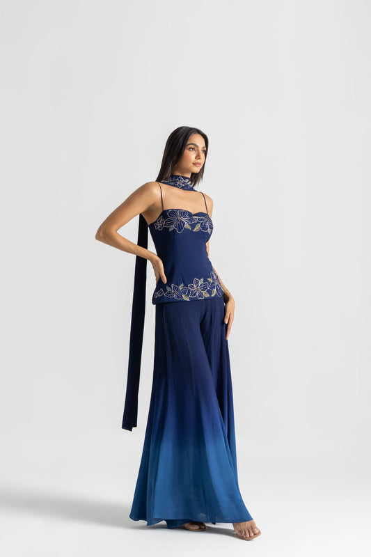 Blue Party Wear Palazzo Sharara Set | Perfect for Farewell, Sangeet & Festive Occasions
