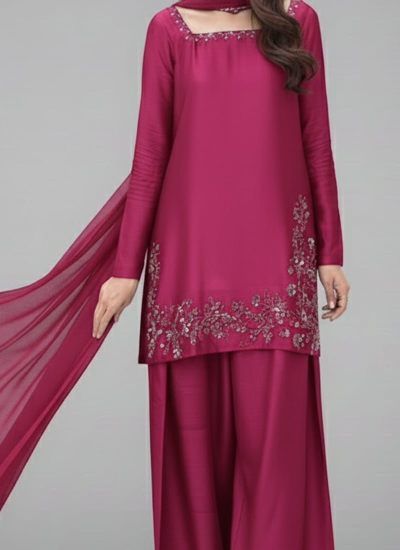 Navy Blue Zari Handwork Farshi Salwar Suit Set Women | Elegant Party Wear Palazzo Suit with Dupatta