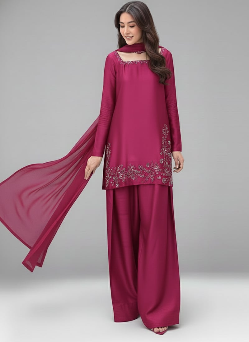 Navy Blue Zari Handwork Farshi Salwar Suit Set Women | Elegant Party Wear Palazzo Suit with Dupatta