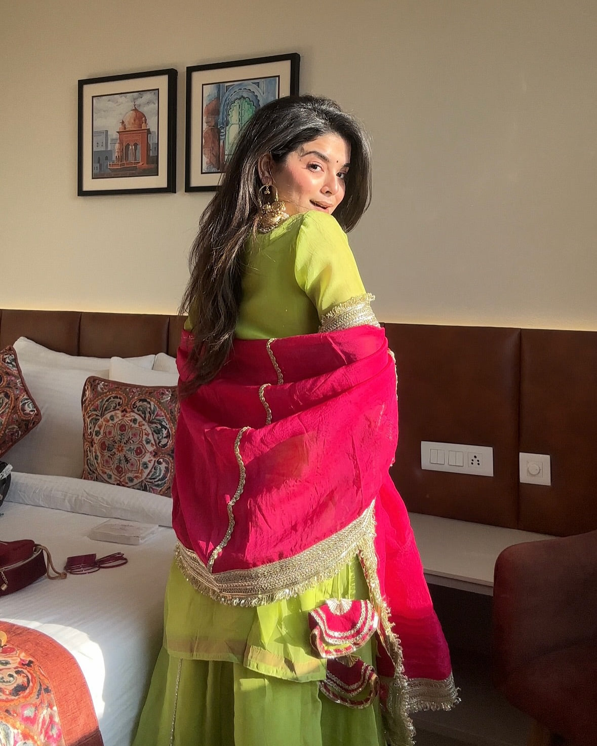 Festive Wear Designer Neon Color Sharara Suit Set