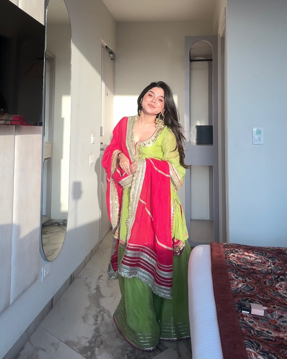 Festive Wear Designer Neon Color Sharara Suit Set