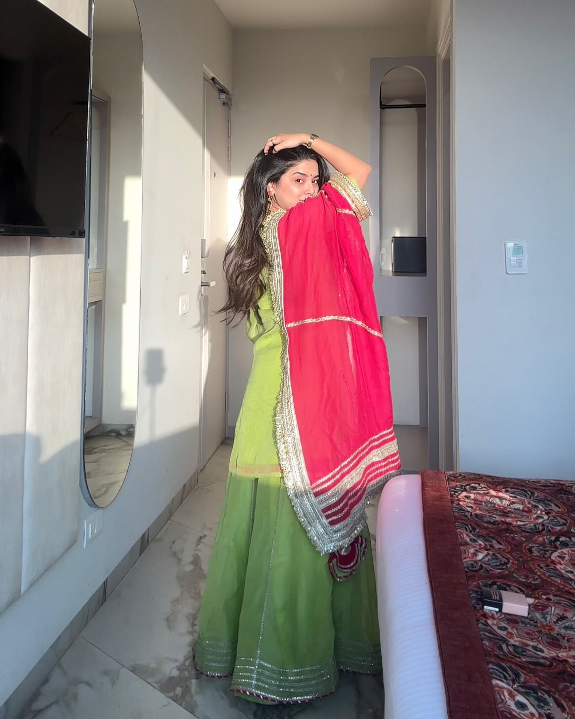 Festive Wear Designer Neon Color Sharara Suit Set