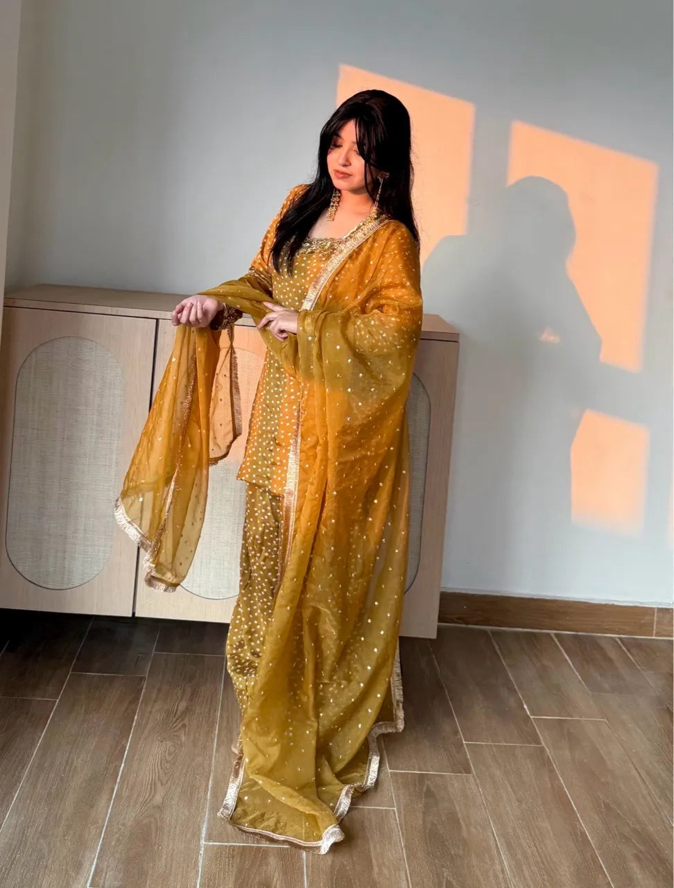 Festival Wear Bandhani Print Farshi Salwar Suit Set